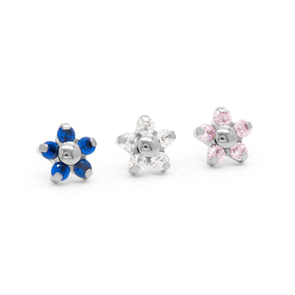 Tilum Titanium Jeweled Flower Threadless Top - Price Per 1 - Painful Pleasures