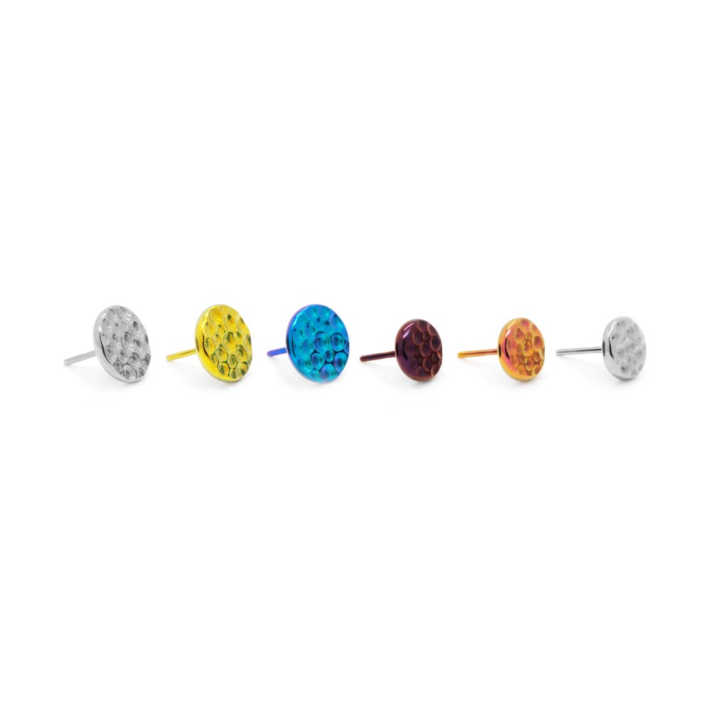 Tilum Hammered Disc Titanium Threadless Top - Pick Size - Price Per 1