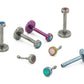 16g Titanium Push Pop Labret with Bezel-Set Opal - Price Per 1