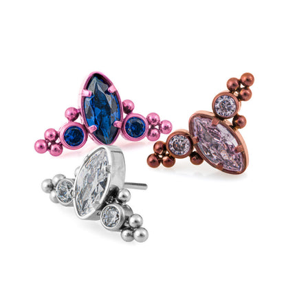 Tilum Jeweled Baroque Tiara Titanium Threadless Top - Price Per 1 - Painful Pleasures