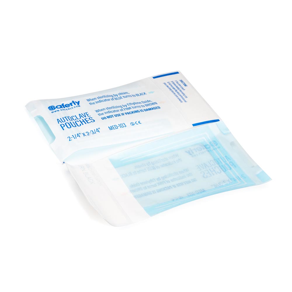 Saferly Sterilization Self-Seal Autoclave Pouches — Box of 200 — Pick Size