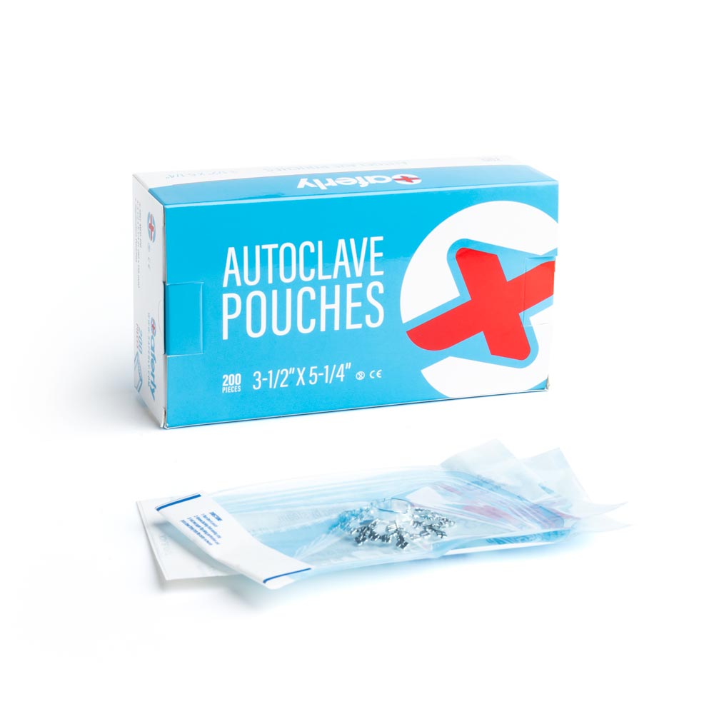 Saferly Sterilization Self-Seal Autoclave Pouches — Box of 200 — Pick Size