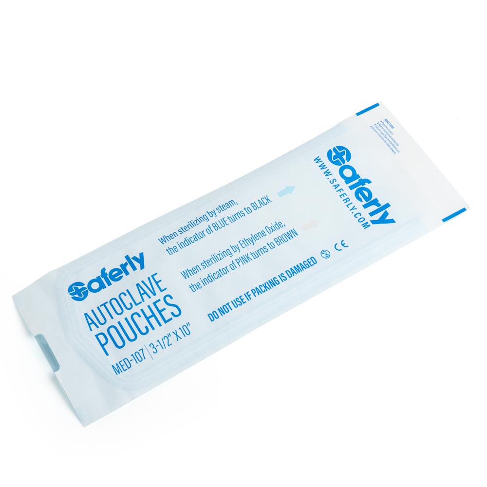 Saferly Sterilization Self-Seal Autoclave Pouches — Box of 200 — Pick Size