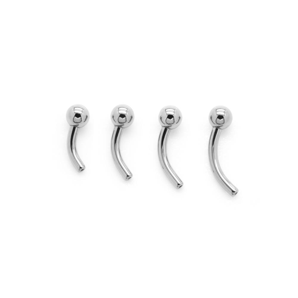 Tilum 16g Titanium Threadless Bent Barbell with 3mm Fixed Ball - Price Per 1