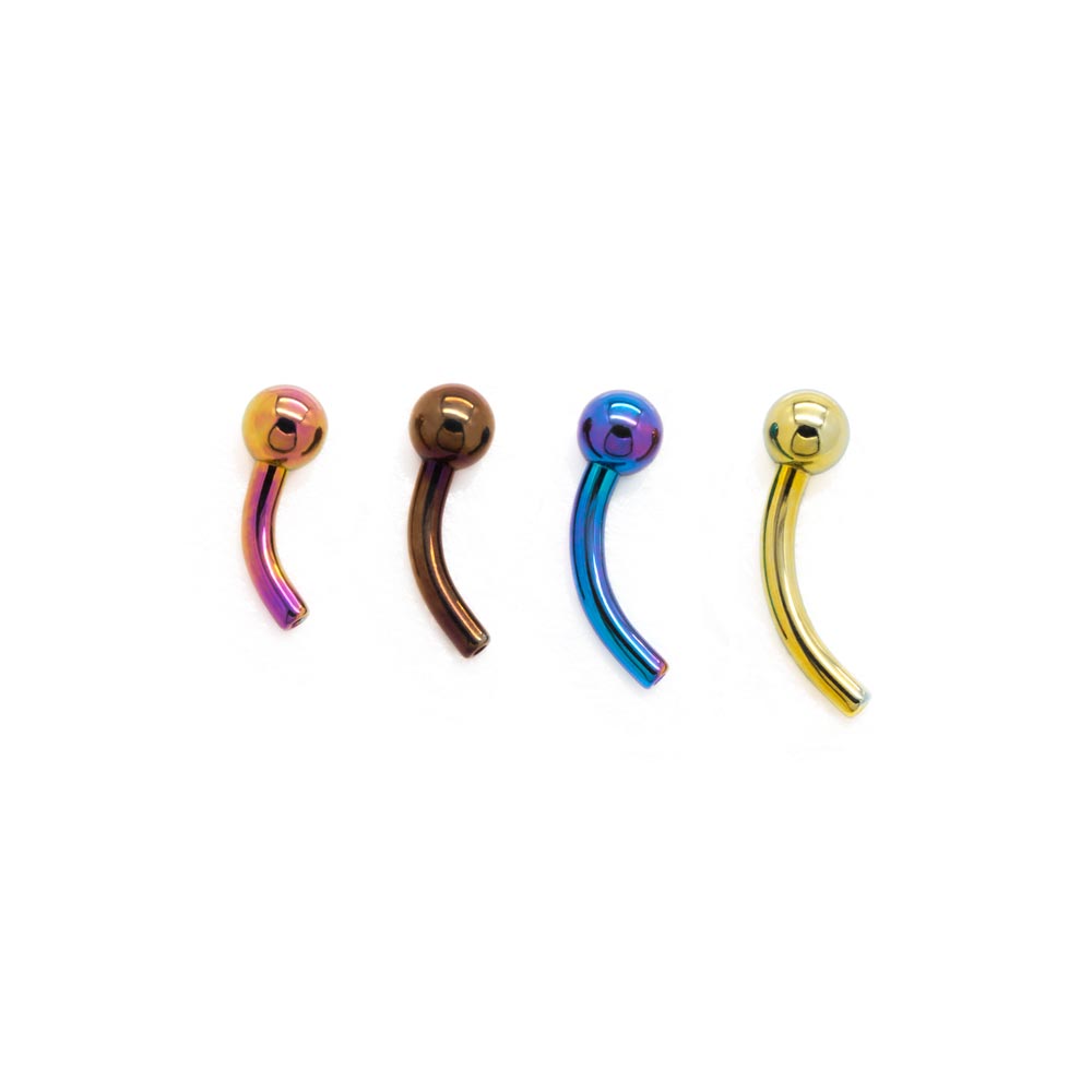 Tilum 16g Titanium Threadless Bent Barbell with 3mm Fixed Ball - Price Per 1