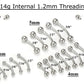 Tilum 14g Internal Titanium Bent Barbell - Price Per 1