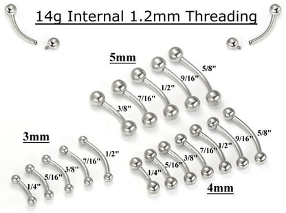 Tilum 14g Internal Titanium Bent Barbell - Price Per 1 - Painful Pleasures