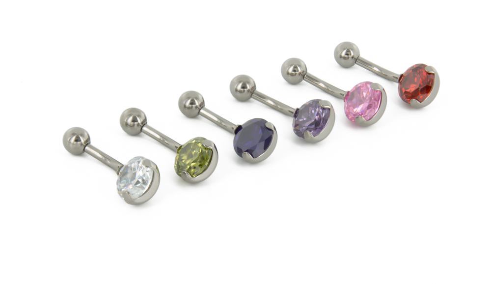 Tilum 14g 7/16" Internal Prong-Set Jeweled Titanium Belly Button Ring with Hoop - Add Your Own Charm