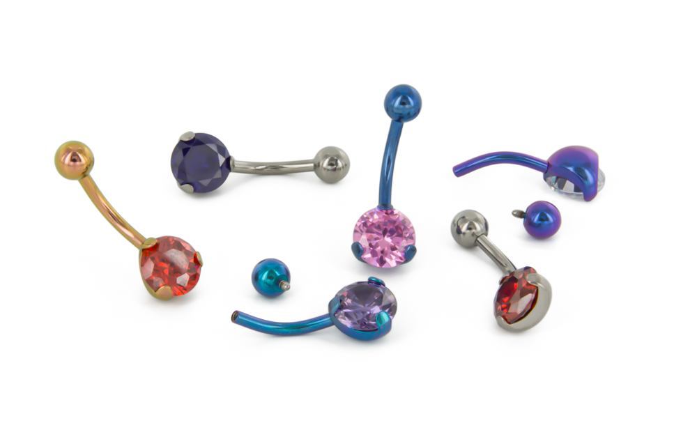 Tilum 14g 7/16" Internal Titanium Prong Set Jewel Belly Button Ring