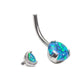 Tilum 14g Internal 7/16" Double Prong-Set Opal Titanium Belly Button Ring