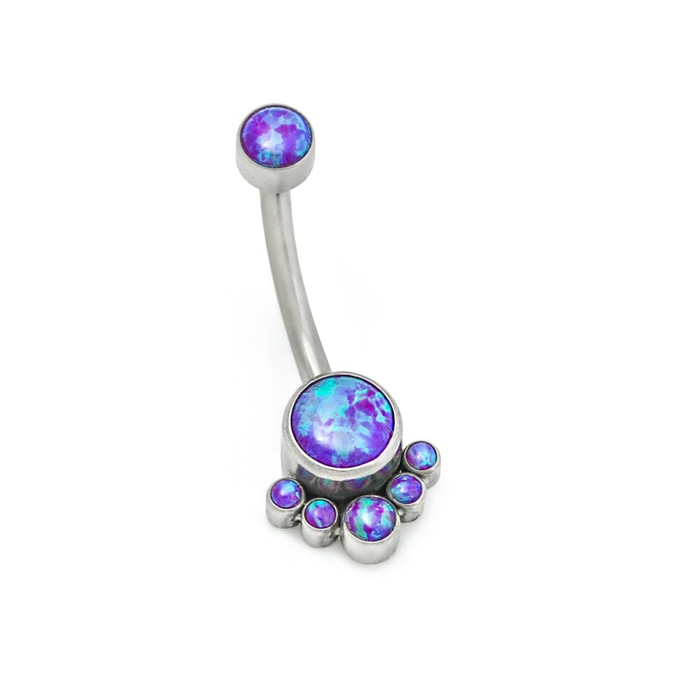 Tilum 14g 7/16” Five Opal Terraced Cluster Titanium Belly Button Ring ~ Pick Opal - Price per 1