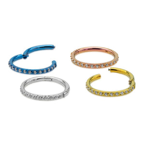 Tilum 18g Jeweled Curve Titanium Clicker - Price Per 1 - Painful Pleasures