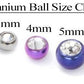 14g-12g Externally Threaded Titanium Jeweled Ball — Price Per 1