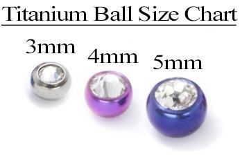 18g–16g 3mm Jeweled Titanium Ball — Price Per 1