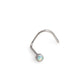 Tilum 22g Titanium Bezel-Set Opal Nose Screw - Right Bend - Flat Back Style Nostril Jewelry - Painful Pleasures