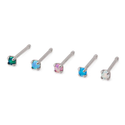 Tilum 20g Titanium Nose Bone with Opal - Painful Pleasures