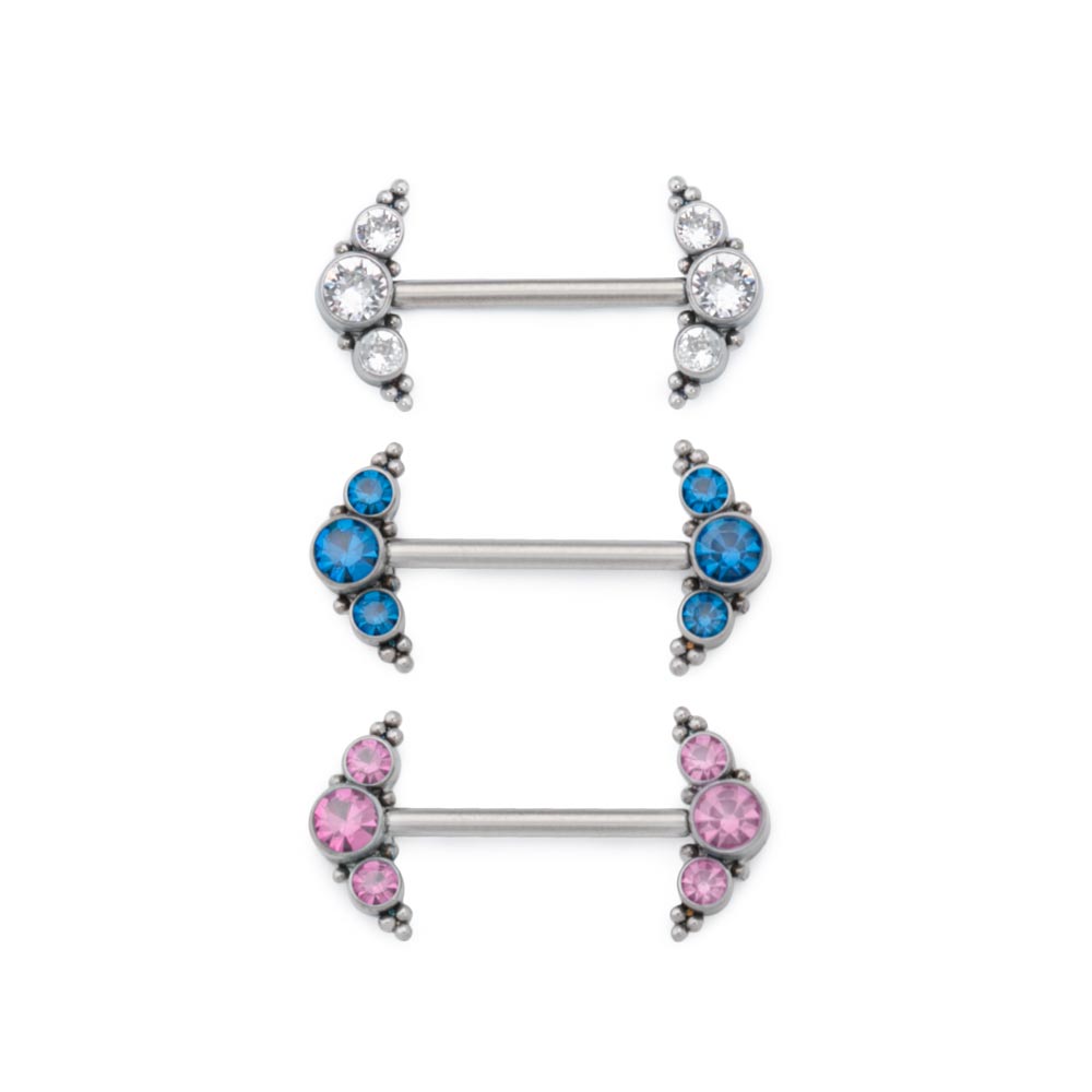 Tilum 14g 15mm Internal Jeweled Arrow Titanium Nipple Barbell - Price Per 1