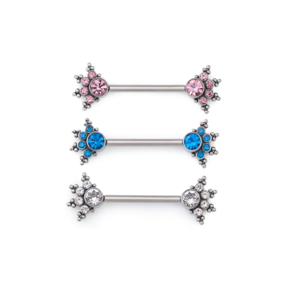 Tilum 14g Jewel Burst Titanium Nipple Barbell - Price Per 1