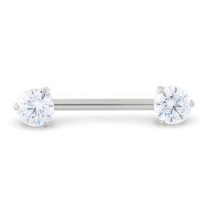 Tilum 14g ~9/16” Prong-Set Jewel Threadless Titanium Nipple Barbell — Price Per 1 - Painful Pleasures