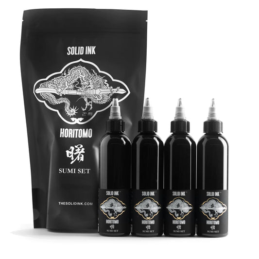 Horitomo 4 Bottle Sumi Set — Solid Ink — 2oz Bottles