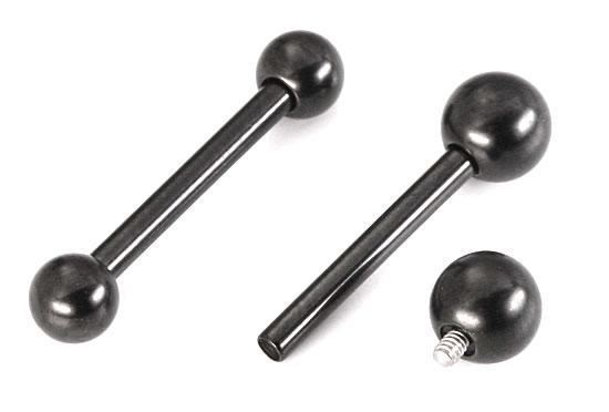 Tilum 14g Internally Threaded PVD Black Titanium Straight Barbell - Price Per 1