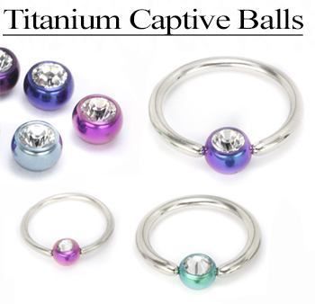 Tilum Titanium Captive Bead Ball with Gem - Pick Size - Painful Pleasures