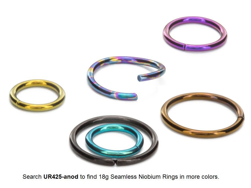 18g Black Seamless Niobium Ring — Price Per 1