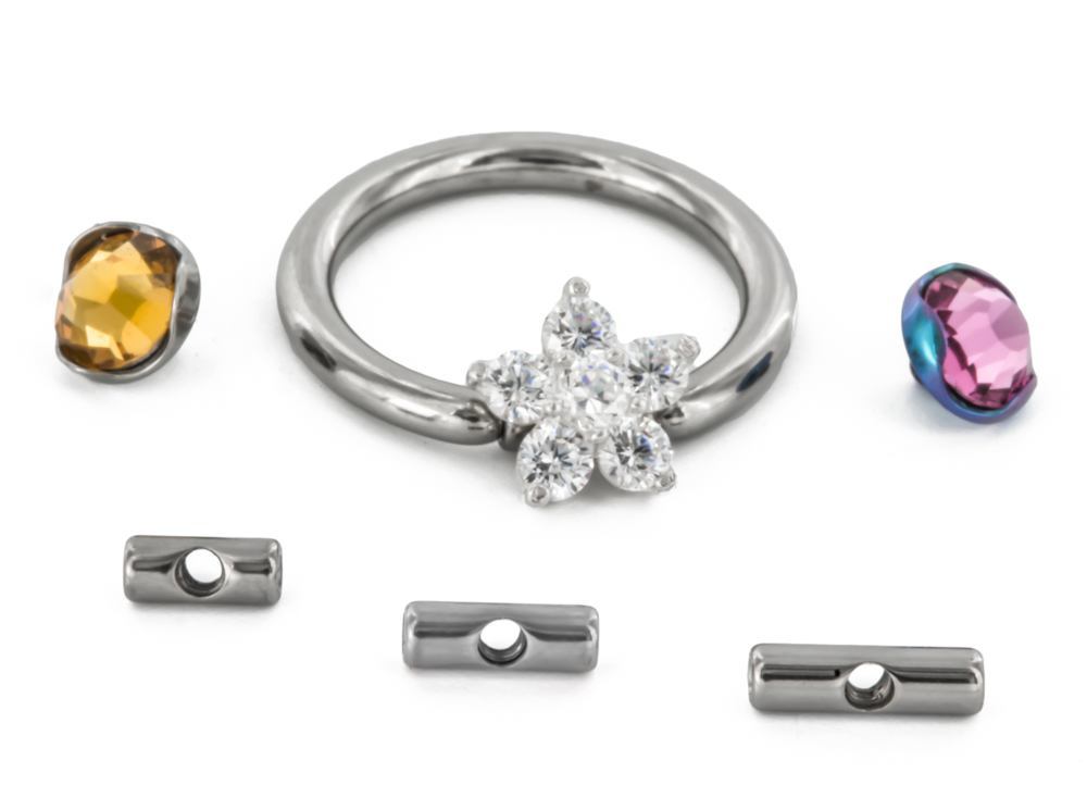 14g Titanium 4mm-6mm Captive Bar with Internal 1.2mm Threading Insert ...