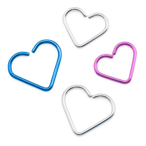 18g Niobium Bendable Heart for Ear Piercings — Three Size Options - Painful Pleasures