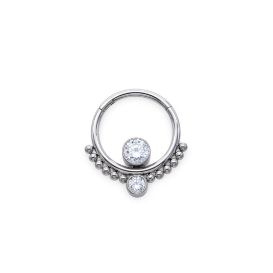 Tilum 16g Dual Stacked Jewels Titanium Clicker Ring