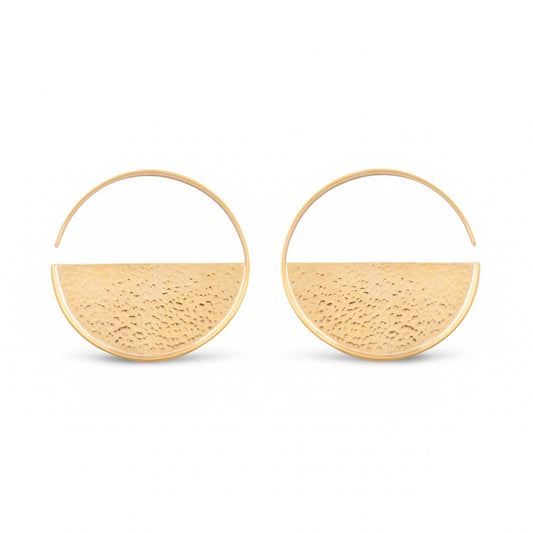 6g Hammered Disc Brass Earrings as a Pair