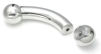 0g Bent Barbell Internally Threaded Stainless Steel