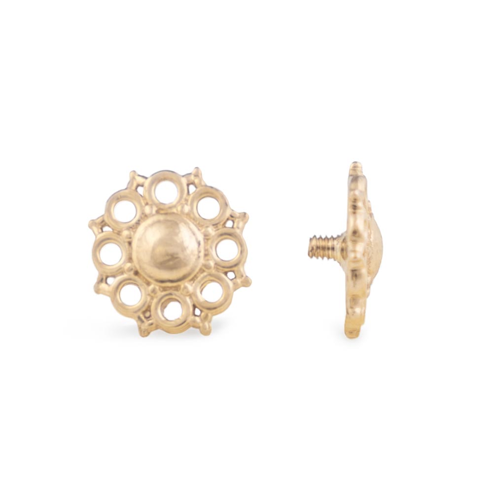 Tilum 14g-12g Internally Threaded Adenium Yellow Gold Top - Price Per 1