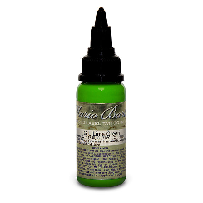 Lime Green Mario Barth Gold Label — Intenze Tattoo Ink — 1oz Bottle