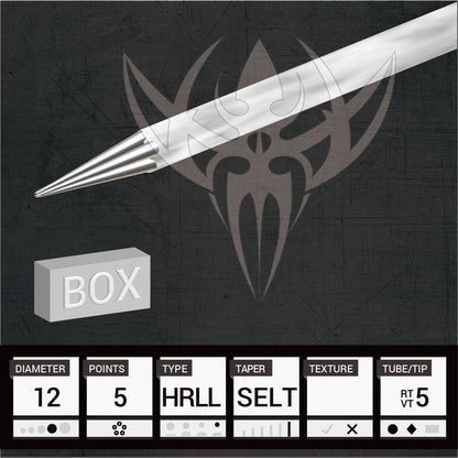 #12 Hollow Round Liner 6.0mm Taper — Precision Needles — Box of 50 Premade Sterilized Tattoo Needles - Painful Pleasures