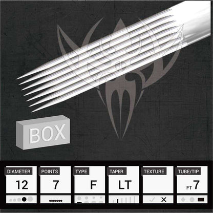 #12 Flat — Precision Needles — Box of 50 Premade Sterilized Tattoo Needles - Painful Pleasures
