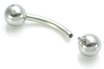 12g Bent Barbell Internally Threaded Stainless Steel