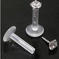 14g 5/16" Bioplastic Labret with 14kt White Gold Prong Set Gem