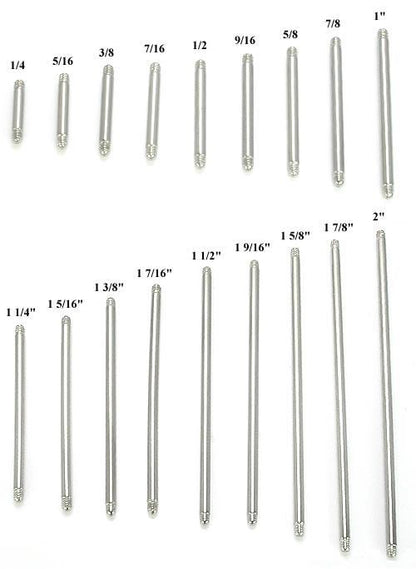14g External Replacement Straight Steel Barbell Shaft — Price Per 1 - Painful Pleasures