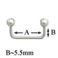 12g 90° Stainless Steel Surface Barbell- Measurements