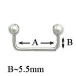 12g 90° Stainless Steel Surface Barbell- Measurements