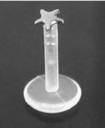 16g 5/16" Bioplastic Labret with 14kt White Gold Flat Star - Painful Pleasures