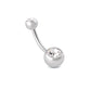 14g Double Jeweled Steel Belly Button Ring