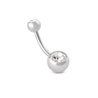 14g Double Jeweled Steel Belly Button Ring - Painful Pleasures