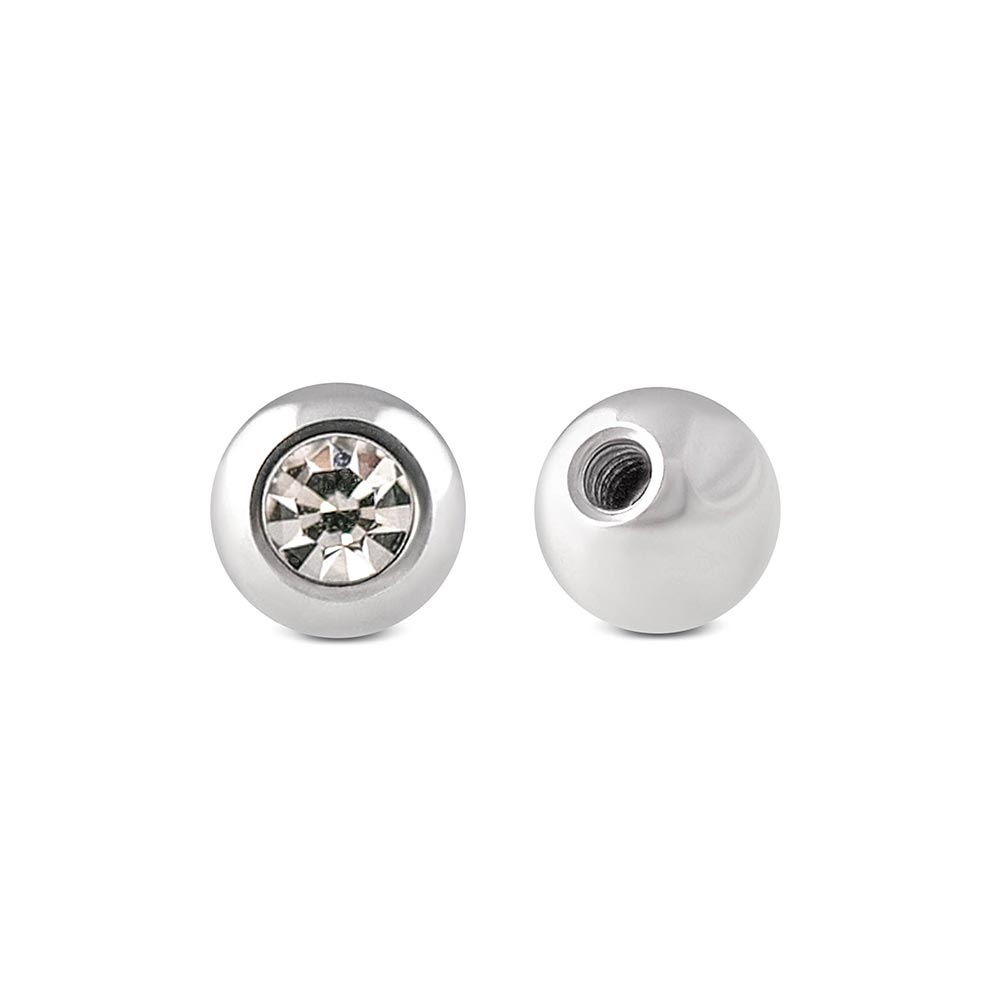 18g–16g Externally Threaded Bezel Set Jewel Replacement Ball — Price Per 1