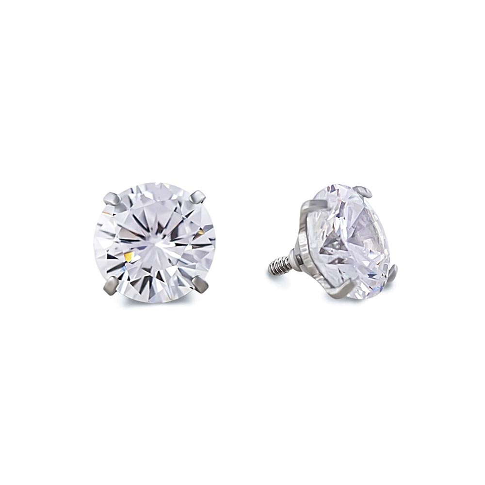 18g–16g Internally Threaded Crystal or Black Prong-Set Jewel Top — Price Per 1