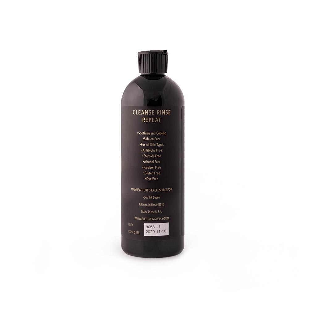 Front view of 16oz bottle of Electrum Cleanse Tattoo Cleanser