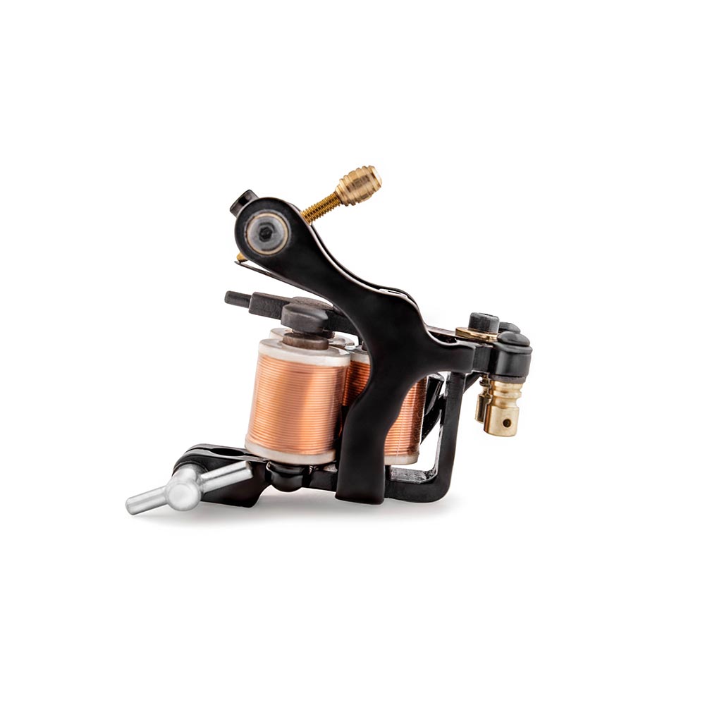 Precision Tattoo Machine with Three Side by Side Coils — Left Side View