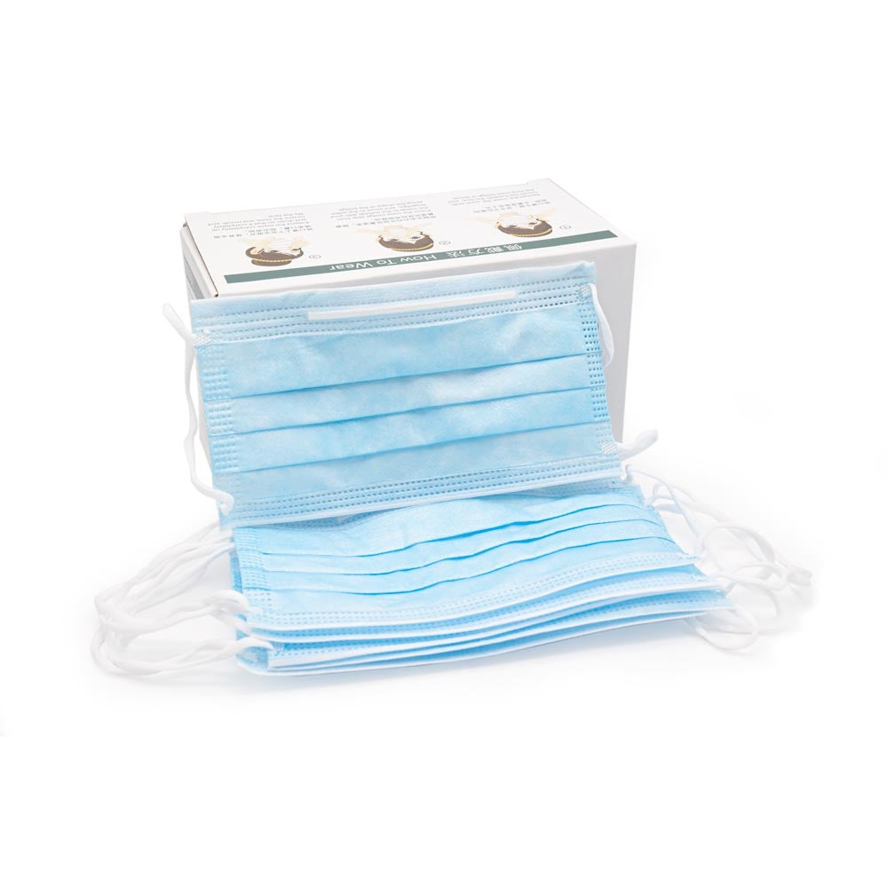 Blue Disposable Face Masks — Box of 50