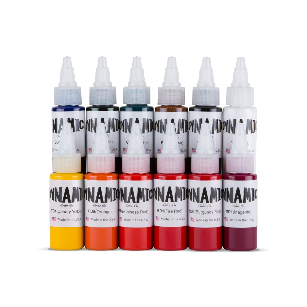 セール Dyanmic 12 Colors Set ダイナミックタトゥーインク Dynamic OG Tattoo Ink Color Set — 1 oz. Bottles | PainfulPleasures